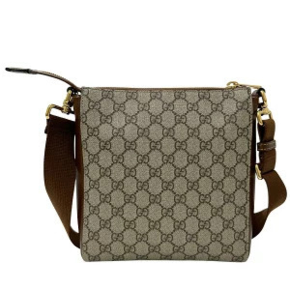 Gucci Summer Brown GG Shoulder Bag Black Pouch Supreme Canvas